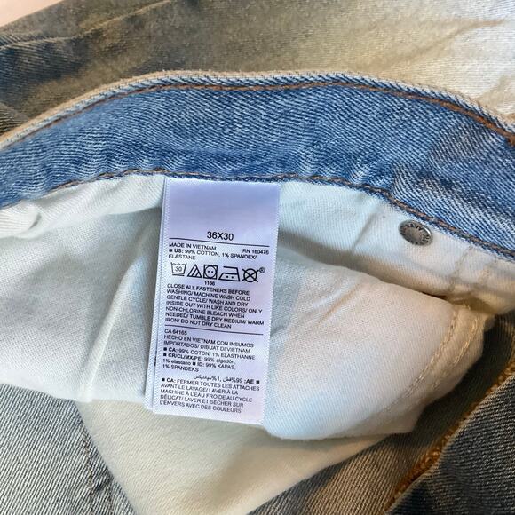 Old Navy Men Waxed Denim Straight Leg Jeans Size 36 x 30, Blue - Picture 9 of 12